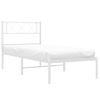 Cama Individual | Cama Para Adultos | Estructura De Cama De Metal Con Cabecero Blanco 107x203 Cm Cfw360650