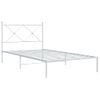 Cama Individual | Cama Para Adultos | Estructura De Cama De Metal Con Cabecero Blanco 107x203 Cm Cfw46451