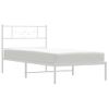 Cama Individual | Cama Para Adultos | Estructura De Cama De Metal Con Cabecero Blanco 107x203 Cm Cfw364012