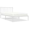 Cama Individual | Cama Para Adultos | Estructura De Cama De Metal Con Cabecero Blanco 107x203 Cm Cfw168746