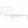 Cama Individual | Cama Para Adultos | Estructura De Cama De Metal Con Cabecero Blanco 107x203 Cm Cfw168746