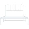 Cama Individual | Cama Para Adultos | Estructura De Cama De Metal Con Cabecero Blanco 107x203 Cm Cfw986675