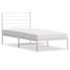 Cama Individual | Cama Para Adultos | Estructura De Cama De Metal Con Cabecero Blanco 107x203 Cm Cfw864987