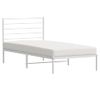 Cama Individual | Cama Para Adultos | Estructura De Cama De Metal Con Cabecero Blanco 107x203 Cm Cfw864987