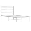 Cama Individual | Cama Para Adultos | Estructura De Cama De Metal Con Cabecero Blanco 107x203 Cm Cfw864987