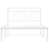 Cama Individual | Cama Para Adultos | Estructura De Cama De Metal Con Cabecero Blanco 107x203 Cm Cfw597985