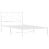 Cama Individual | Cama Para Adultos | Estructura De Cama De Metal Con Cabecero Blanco 107x203 Cm Cfw93441