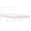 Cama Individual | Cama Para Adultos | Estructura De Cama De Metal Con Cabecero Blanco 107x203 Cm Cfw93441