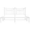 Cama Matrimonial | Cama Para Adultos | Estructura De Cama De Metal Con Cabecero Blanco 180x200 Cm Cfw704815