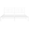 Cama Matrimonial | Cama Para Adultos | Estructura De Cama De Metal Con Cabecero Blanco 180x200 Cm Cfw930576