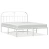 Cama Matrimonial | Cama Para Adultos | Estructura De Cama De Metal Con Cabecero Blanco 180x200 Cm Cfw900025