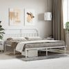 Cama Matrimonial | Cama Para Adultos | Estructura De Cama De Metal Con Cabecero Blanco 183x213 Cm Cfw670310