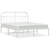 Cama Matrimonial | Cama Para Adultos | Estructura De Cama De Metal Con Cabecero Blanco 183x213 Cm Cfw670310