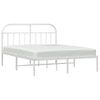 Cama Matrimonial | Cama Para Adultos | Estructura De Cama De Metal Con Cabecero Blanco 183x213 Cm Cfw670310