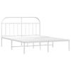 Cama Matrimonial | Cama Para Adultos | Estructura De Cama De Metal Con Cabecero Blanco 183x213 Cm Cfw670310