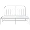 Cama Matrimonial | Cama Para Adultos | Estructura De Cama De Metal Con Cabecero Blanco 183x213 Cm Cfw670310