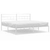 Cama Matrimonial | Cama Para Adultos | Estructura De Cama De Metal Con Cabecero Blanco 183x213 Cm Cfw188160