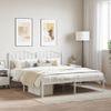 Cama Matrimonial | Cama Para Adultos | Estructura De Cama De Metal Con Cabecero Blanco 183x213 Cm Cfw510816