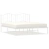 Cama Matrimonial | Cama Para Adultos | Estructura De Cama De Metal Con Cabecero Blanco 183x213 Cm Cfw510816