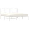 Cama Matrimonial | Cama Para Adultos | Estructura De Cama De Metal Con Cabecero Blanco 183x213 Cm Cfw510816