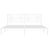 Cama Matrimonial | Cama Para Adultos | Estructura De Cama De Metal Con Cabecero Blanco 183x213 Cm Cfw836031