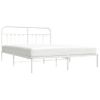 Cama Matrimonial | Cama Para Adultos | Estructura De Cama De Metal Con Cabecero Blanco 183x213 Cm Cfw507890