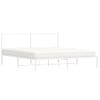 Cama Matrimonial | Cama Para Adultos | Estructura De Cama De Metal Con Cabecero Blanco 183x213 Cm Cfw40861