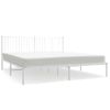 Cama Matrimonial | Cama Para Adultos | Estructura De Cama De Metal Con Cabecero Blanco 183x213 Cm Cfw822766