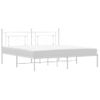 Cama Matrimonial | Cama Para Adultos | Estructura De Cama De Metal Con Cabecero Blanco 183x213 Cm Cfw633931