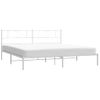 Cama Matrimonial | Cama Para Adultos | Estructura De Cama De Metal Con Cabecero Blanco 183x213 Cm Cfw197272