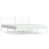 Cama Matrimonial | Cama Para Adultos | Estructura De Cama De Metal Con Cabecero Blanco 183x213 Cm Cfw991834