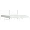 Cama Matrimonial | Cama Para Adultos | Estructura De Cama De Metal Con Cabecero Blanco 183x213 Cm Cfw991834