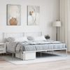 Cama Matrimonial | Cama Para Adultos | Estructura De Cama De Metal Con Cabecero Blanco 183x213 Cm Cfw449502