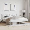 Cama Matrimonial | Cama Para Adultos | Estructura De Cama De Metal Con Cabecero Blanco 183x213 Cm Cfw113172