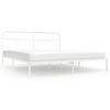 Cama Matrimonial | Cama Para Adultos | Estructura De Cama De Metal Con Cabecero Blanco 193x203 Cm Cfw574561