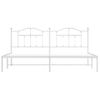 Cama Matrimonial | Cama Para Adultos | Estructura De Cama De Metal Con Cabecero Blanco 193x203 Cm Cfw631200