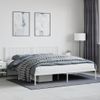 Cama Matrimonial | Cama Para Adultos | Estructura De Cama De Metal Con Cabecero Blanco 193x203 Cm Cfw888614