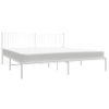 Cama Matrimonial | Cama Para Adultos | Estructura De Cama De Metal Con Cabecero Blanco 193x203 Cm Cfw657532