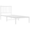 Cama Individual | Cama Para Adultos | Estructura De Cama De Metal Con Cabecero Blanco 75x190 Cm Cfw791399