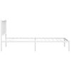 Cama Individual | Cama Para Adultos | Estructura De Cama De Metal Con Cabecero Blanco 75x190 Cm Cfw791399