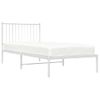 Cama Individual | Cama Para Adultos | Estructura De Cama De Metal Con Cabecero Blanco 90x200 Cm Cfw333564