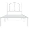 Cama Individual | Cama Para Adultos | Estructura De Cama De Metal Con Cabecero Blanco 90x200 Cm Cfw771612