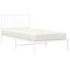 Cama Individual | Cama Para Adultos | Estructura De Cama De Metal Con Cabecero Blanco 90x200 Cm Cfw427478