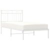 Cama Individual | Cama Para Adultos | Estructura De Cama De Metal Con Cabecero Blanco 90x200 Cm Cfw436342