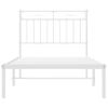 Cama Individual | Cama Para Adultos | Estructura De Cama De Metal Con Cabecero Blanco 90x200 Cm Cfw436342