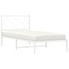 Cama Para Adulto | Cama Individual | Estructura De Cama De Metal Con Cabecero Blanco 90x200 Cm Cfw786396