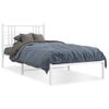 Cama Para Adulto | Cama Individual | Estructura De Cama De Metal Con Cabecero Blanco 90x200 Cm Cfw251464