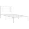 Cama Para Adulto | Cama Individual | Estructura De Cama De Metal Con Cabecero Blanco 90x200 Cm Cfw251464