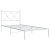 Cama Individual | Cama Para Adultos | Estructura De Cama De Metal Con Cabecero Blanco 90x200 Cm Cfw36486