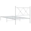 Cama Individual | Cama Para Adultos | Estructura De Cama De Metal Con Cabecero Blanco 90x200 Cm Cfw36486